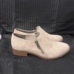 American Eagle By Payless Taupe Suede Side-Zip Flats